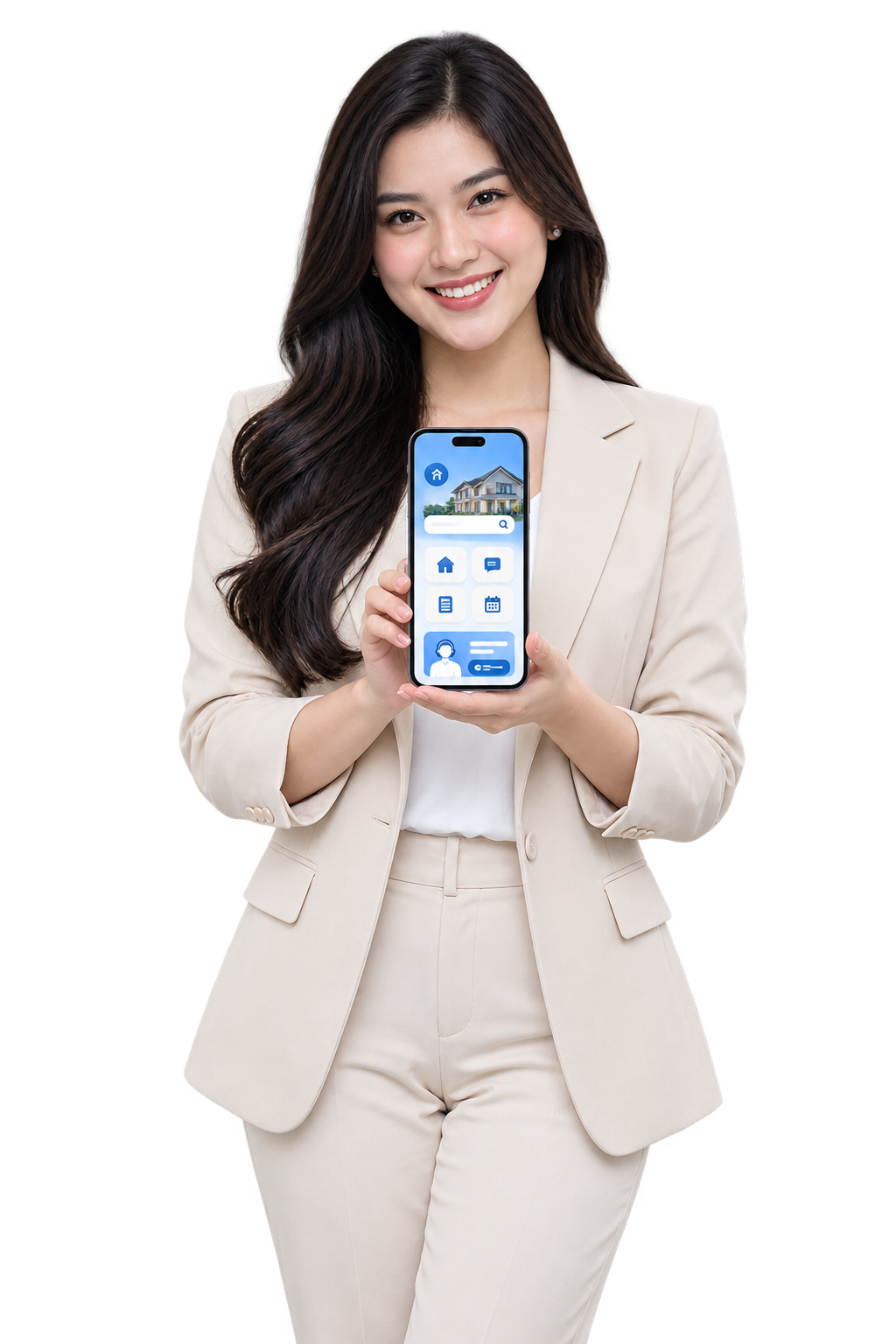 Talent profesional REI memperlihatkan layar Digital Helpdesk